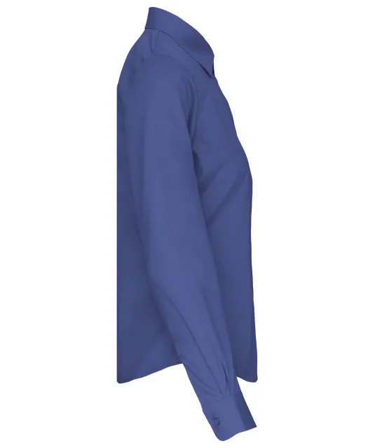 K542 - Dames poplin blouse lange mouwen Cobalt Blue