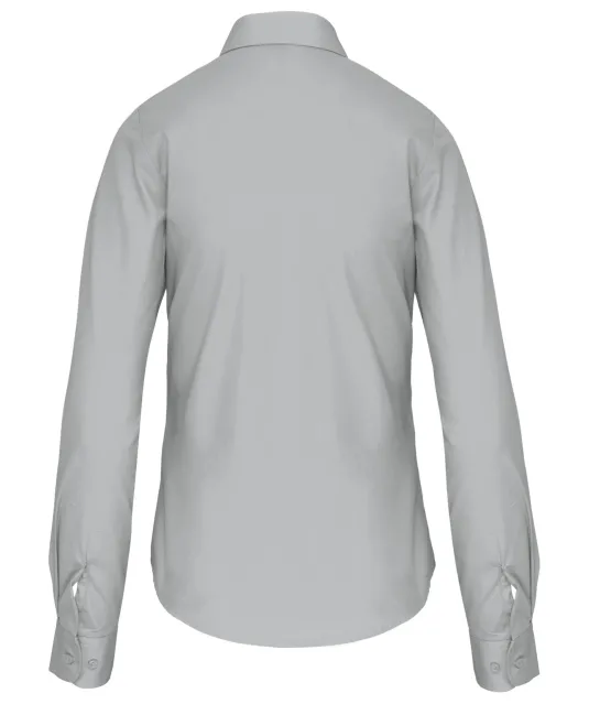 K542 - Dames poplin blouse lange mouwen Snow Grey