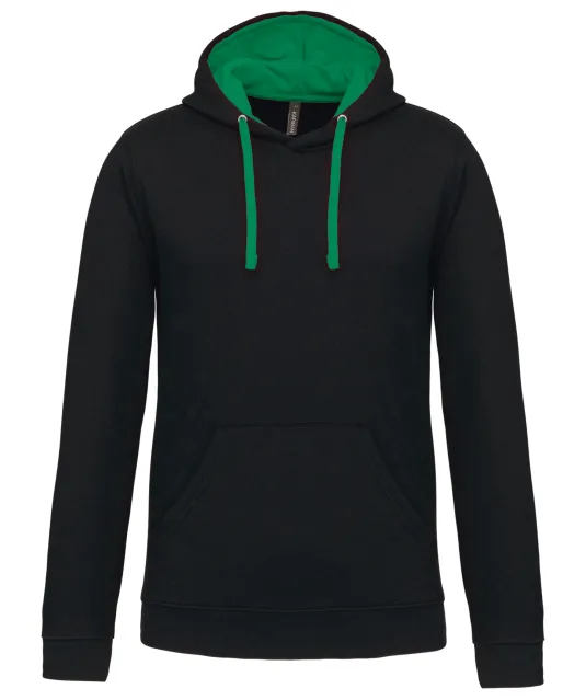 K446 - Sweater met contrasterende capuchon Black / Light Kelly Green