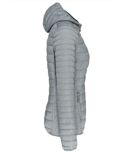 K6111 - Ladies' lightweight hooded padded jacket Marl Silver