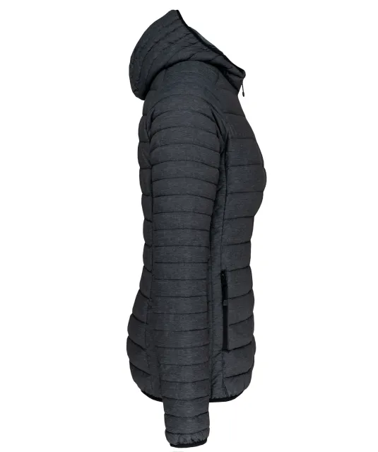 K6111 - Ladies' lightweight hooded padded jacket Marl Dark Grey