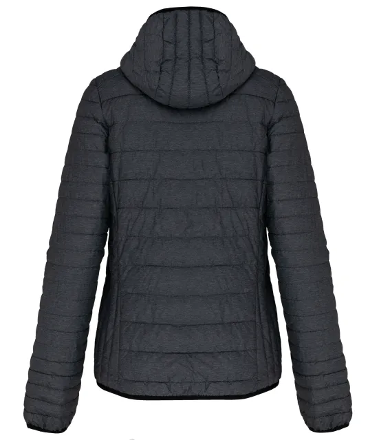 K6111 - Ladies' lightweight hooded padded jacket Marl Dark Grey