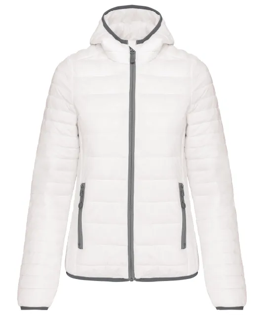 K6111 - Ladies' lightweight hooded padded jacket White