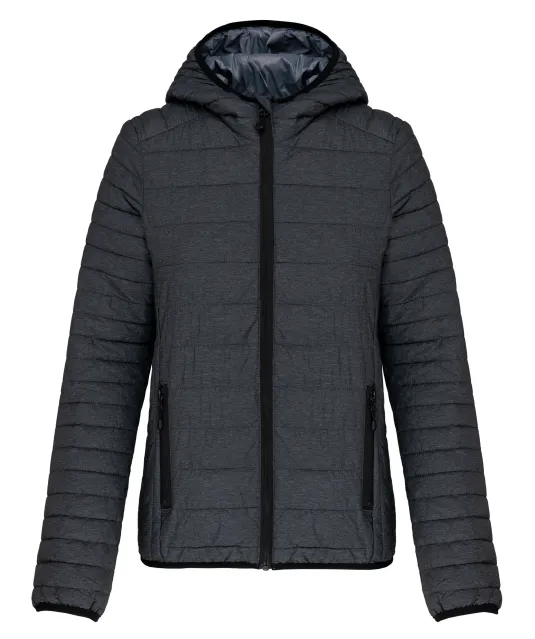 K6111 - Ladies' lightweight hooded padded jacket Marl Dark Grey