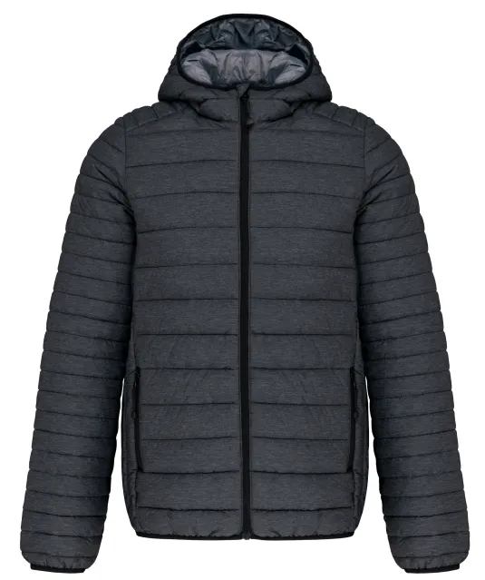 K6110 - Men's lightweight hooded padded jacket Marl Dark Grey