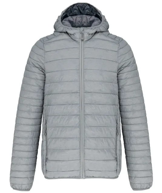 K6110 - Men's lightweight hooded padded jacket Marl Silver