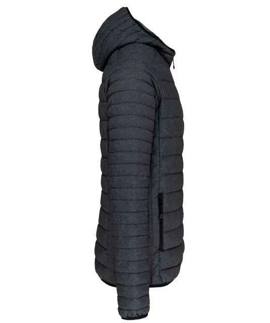 K6110 - Men's lightweight hooded padded jacket Marl Dark Grey