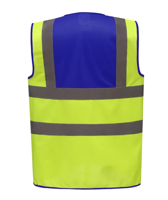 YHVW100 - Veiligheidshesje met 2 Banden & Bretels Royal Blue / Hi Vis Yellow