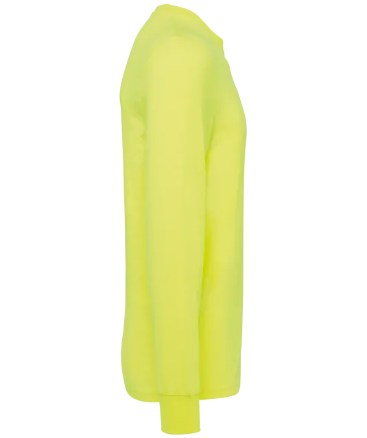 WK303 - Ecologisch uniseks T-shirt met lange mouwen Fluorescent Yellow