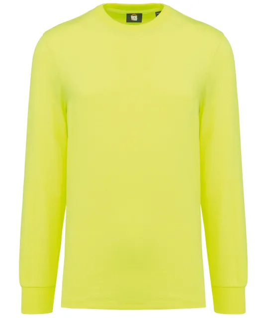 WK303 - Ecologisch uniseks T-shirt met lange mouwen Fluorescent Yellow