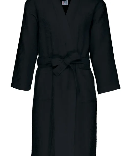 K122 - Kimono Badjas Honinggraatstructuur Black