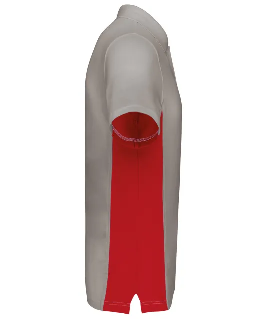K232 - Tweekleurige piquépolo korte mouwen heren Light Grey / Red