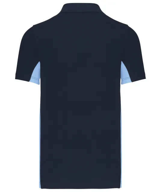 K232 - Tweekleurige piquépolo korte mouwen heren Navy / Sky Blue