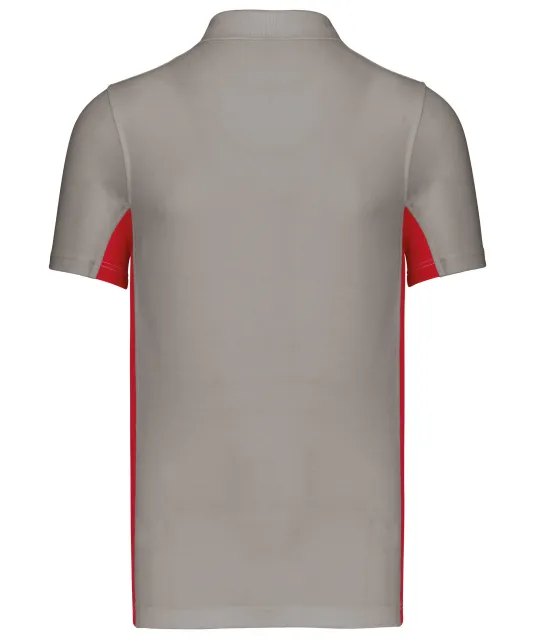K232 - Tweekleurige piquépolo korte mouwen heren Light Grey / Red