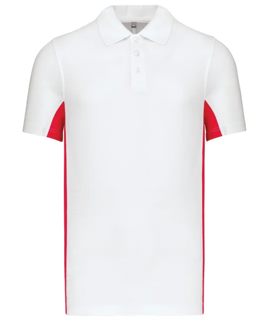 K232 - Tweekleurige piquépolo korte mouwen heren White / Red