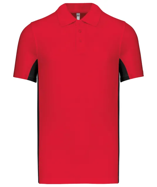 K232 - Tweekleurige piquépolo korte mouwen heren Red / Black
