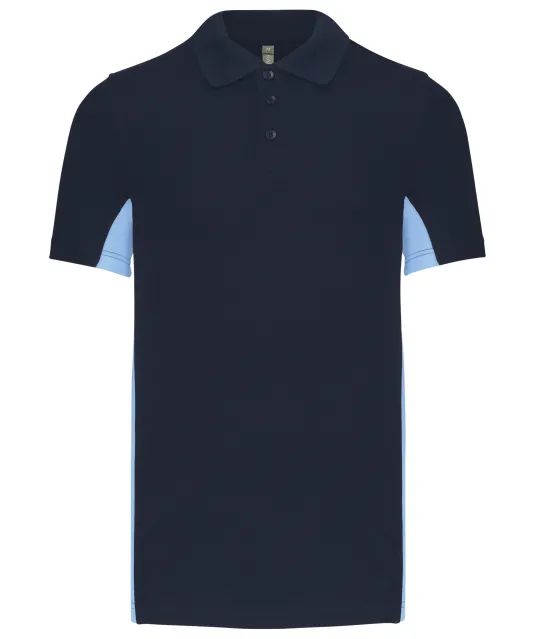 K232 - Tweekleurige piquépolo korte mouwen heren Navy / Sky Blue