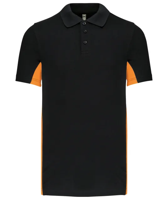 K232 - Tweekleurige piquépolo korte mouwen heren Black / Orange