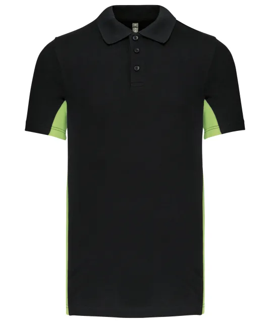 K232 - Tweekleurige piquépolo korte mouwen heren Black / Lime