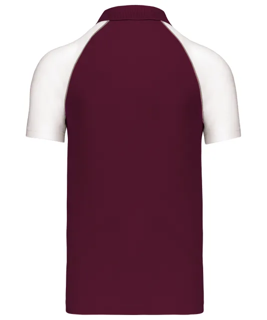 K226 - Baseballpolo Bordeaux / White