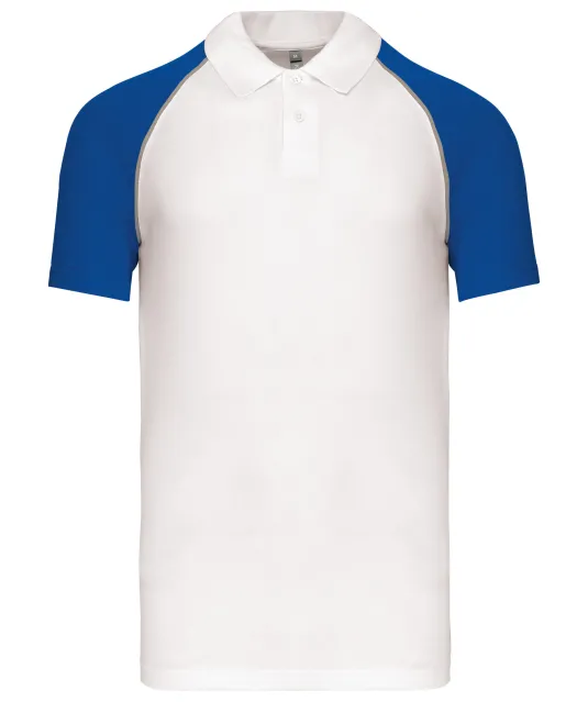 K226 - Baseballpolo White / Royal Blue
