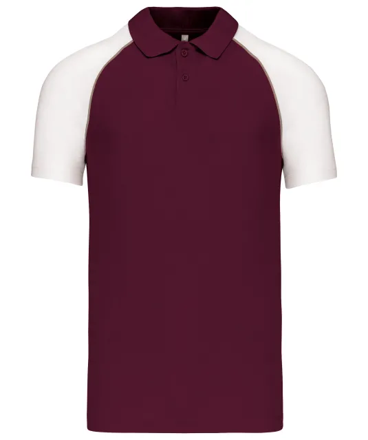 K226 - Baseballpolo Bordeaux / White