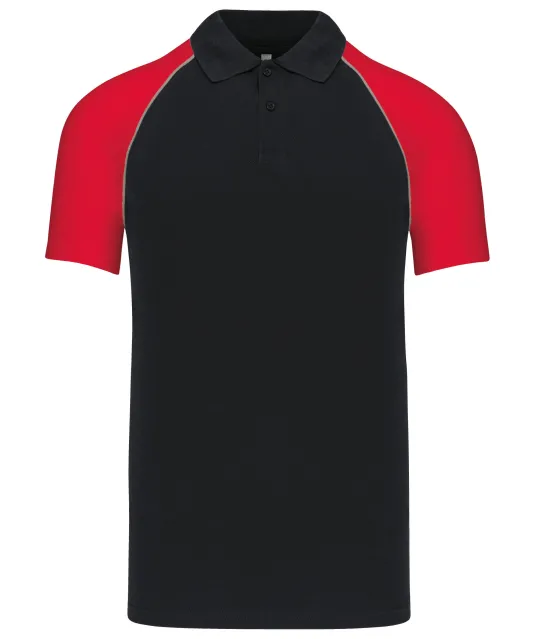 K226 - Baseballpolo Black / Red
