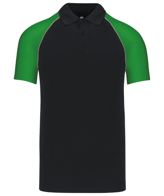 K226 - Baseballpolo Black / Green
