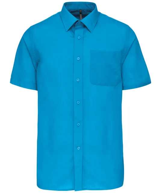 K551 - Overhemd in onderhoudsvriendelijk polykatoen-popeline korte mouwen heren Bright Turquoise
