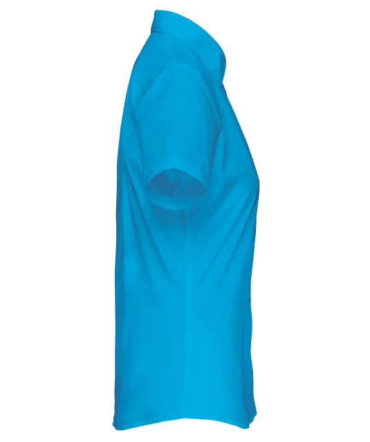K548 - Overhemd in onderhoudsvriendelijk polykatoen-popeline korte mouwen dames Bright Turquoise