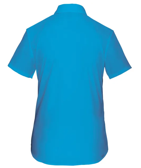 K548 - Overhemd in onderhoudsvriendelijk polykatoen-popeline korte mouwen dames Bright Turquoise