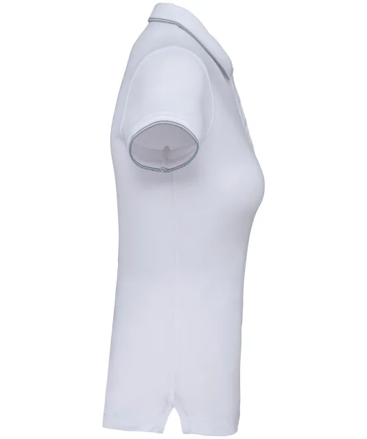 K251 - Damespolo korte mouwen White / Sky Blue / Light Grey