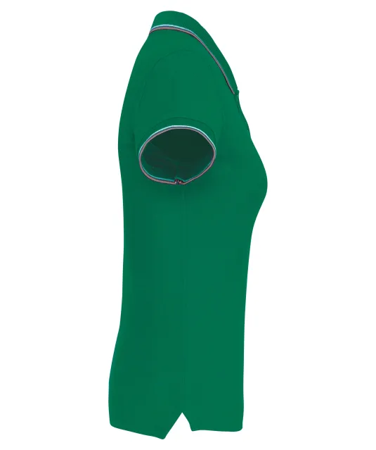 K251 - Damespolo korte mouwen Kelly green/Light grey/White