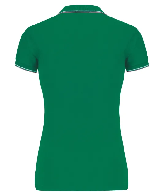 K251 - Damespolo korte mouwen Kelly green/Light grey/White
