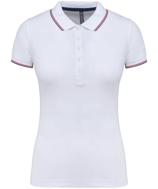 K251 - Damespolo korte mouwen White / Navy / Red
