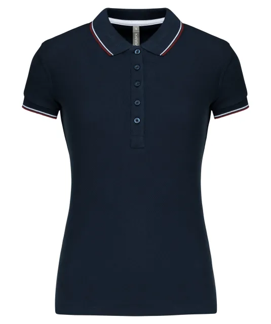 K251 - Damespolo korte mouwen Navy / Wine / White