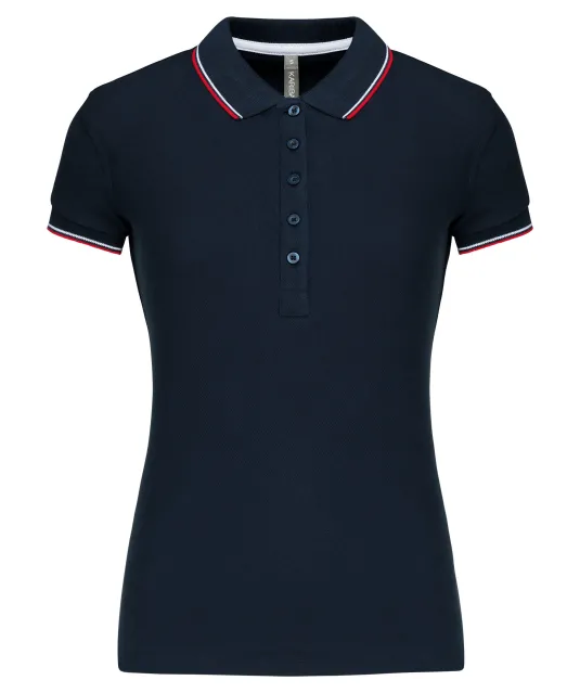 K251 - Damespolo korte mouwen Navy / Red / White