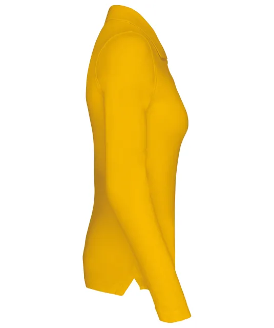 K257 - Piqué-damespolo lange mouwen Yellow