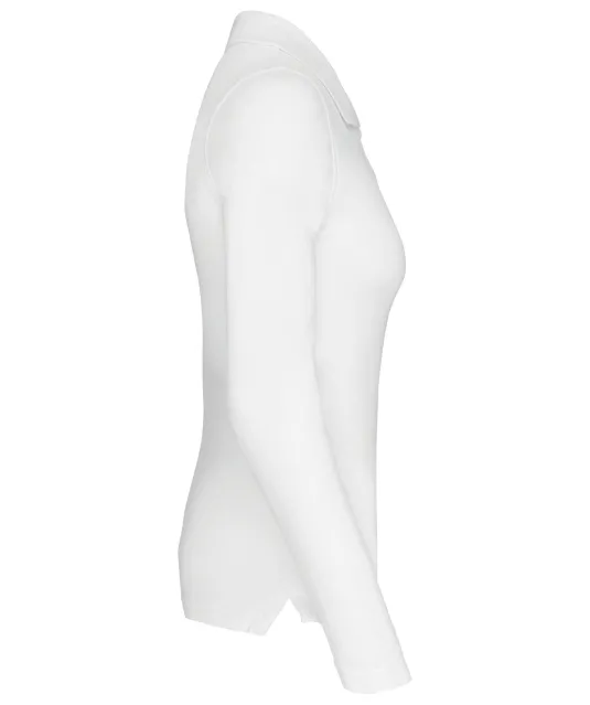 K257 - Piqué-damespolo lange mouwen White