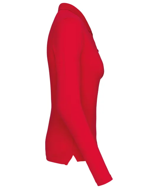 K257 - Piqué-damespolo lange mouwen Red