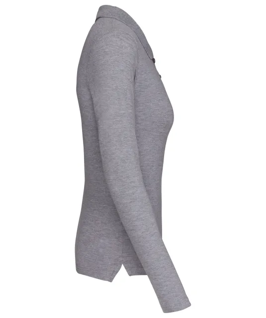 K257 - Piqué-damespolo lange mouwen Oxford Grey