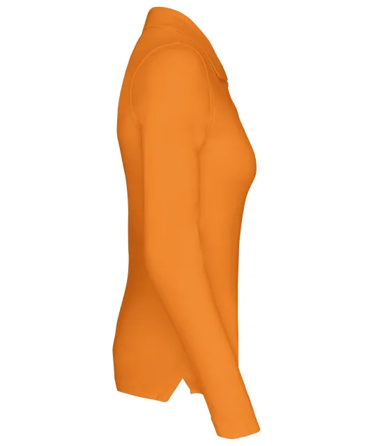 K257 - Piqué-damespolo lange mouwen Orange