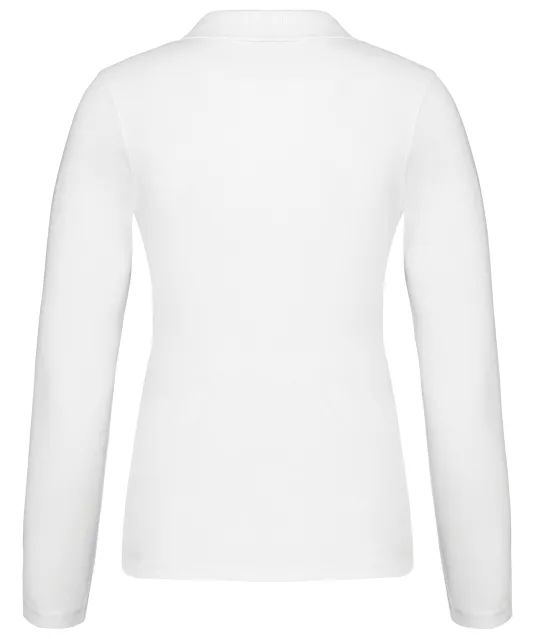 K257 - Piqué-damespolo lange mouwen White