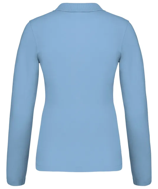 K257 - Piqué-damespolo lange mouwen Sky Blue