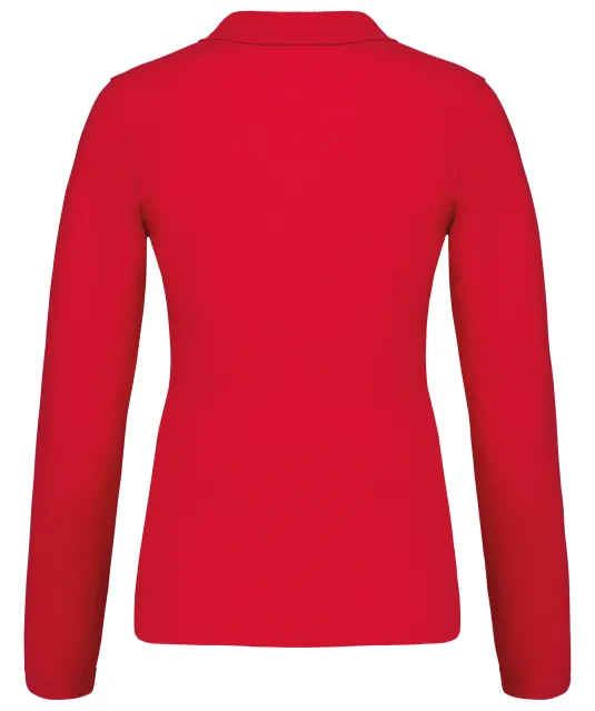 K257 - Piqué-damespolo lange mouwen Red