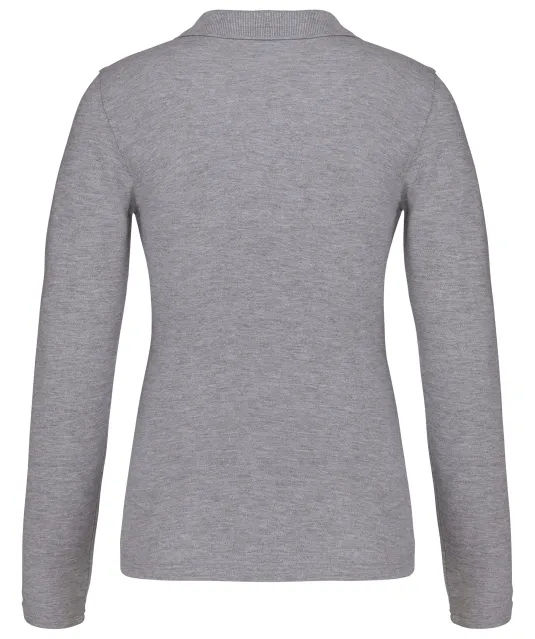 K257 - Piqué-damespolo lange mouwen Oxford Grey