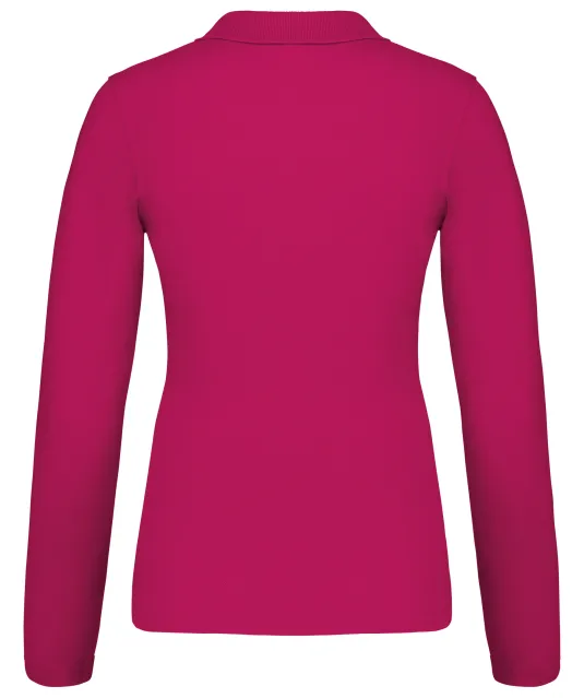 K257 - Piqué-damespolo lange mouwen Fuchsia