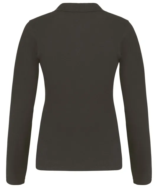 K257 - Piqué-damespolo lange mouwen Dark Grey