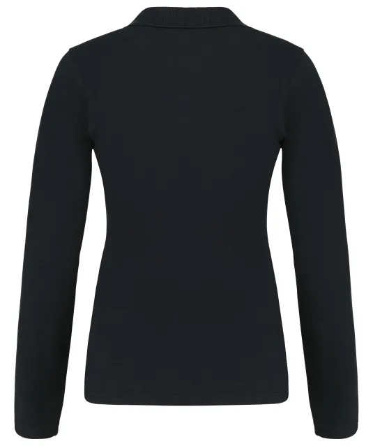 K257 - Piqué-damespolo lange mouwen Black
