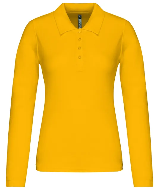 K257 - Piqué-damespolo lange mouwen Yellow